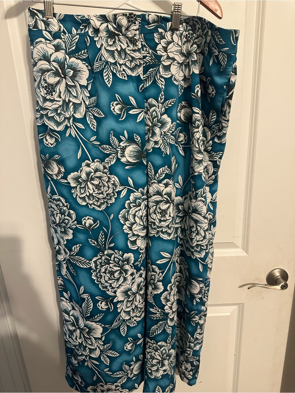 Worthington Teal Floral Wide Leg Pants